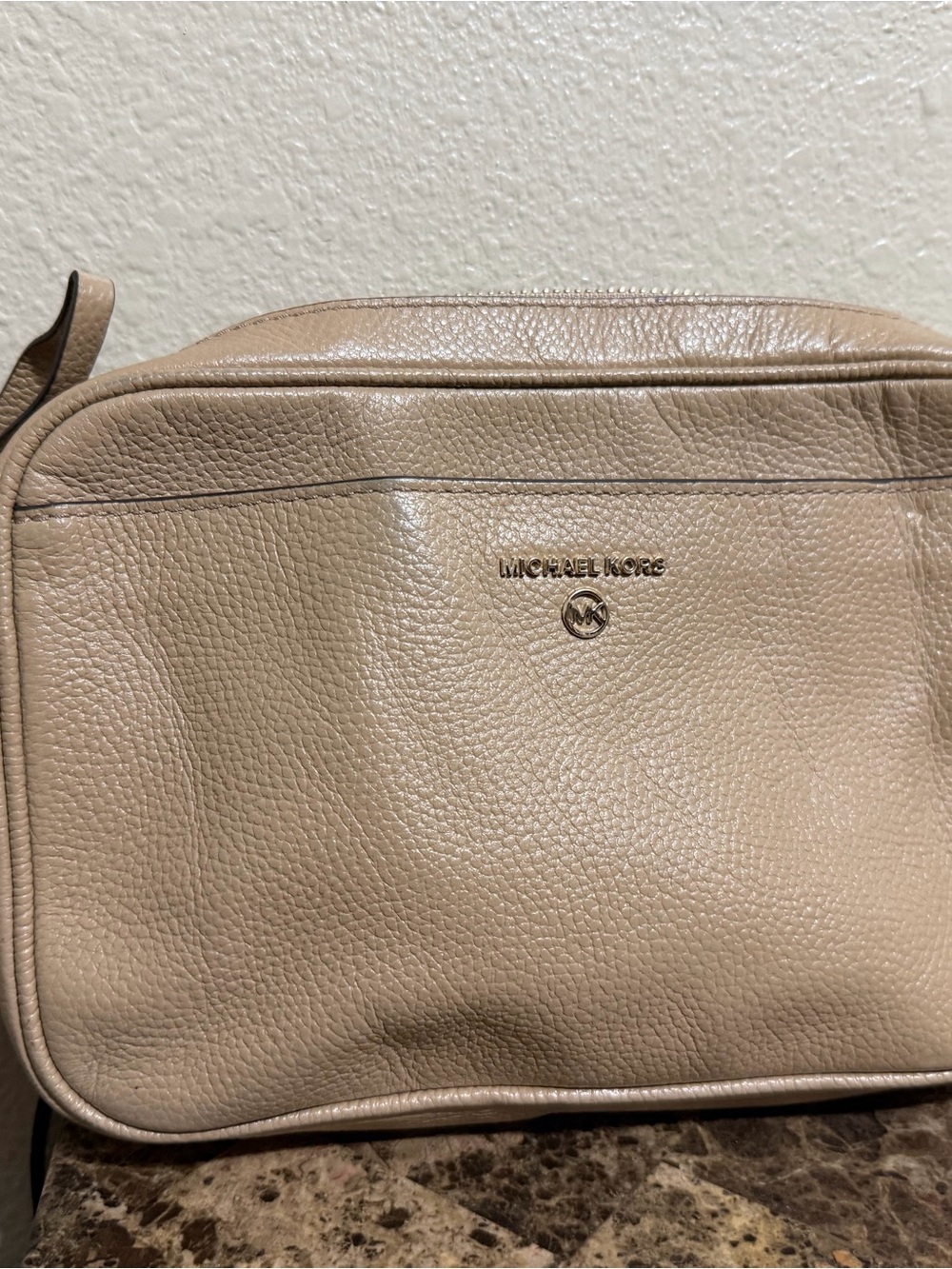 Michael Kors Men's Pebbled Leather Crossbody Bag in Beige